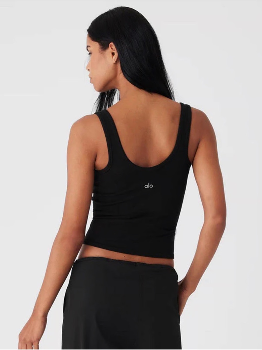 Alo Yoga Black Seamless Chosen Tank Athleisure Workout Pilates Gymrat Viral Cozy